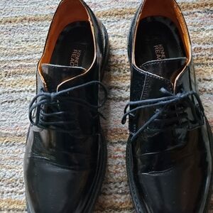 Men's Steve Madden Black Patent Leather Lug Sole Oxford Size 7.5 Made in Italy